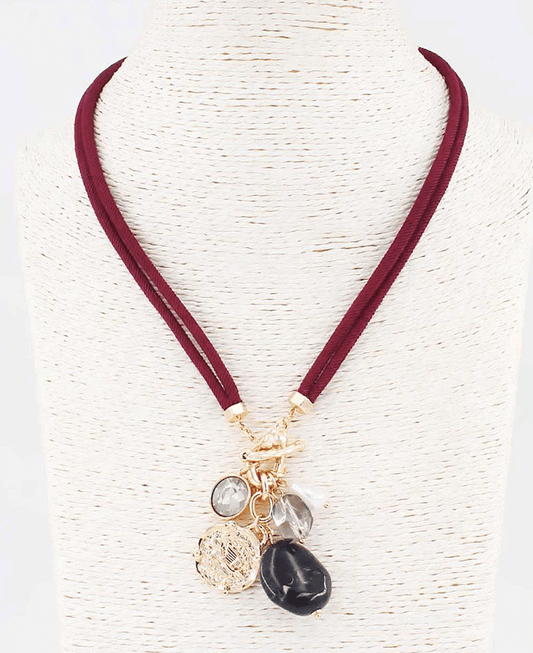 Cord Charm Cluster Necklace