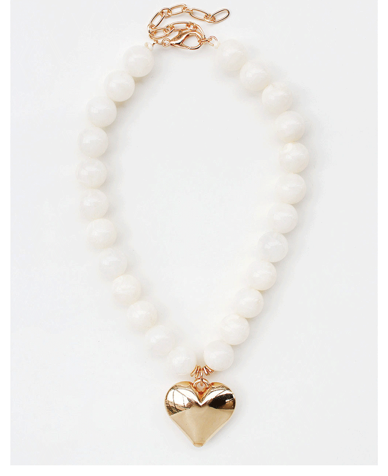 Puffy Heart Marble Bead Necklace