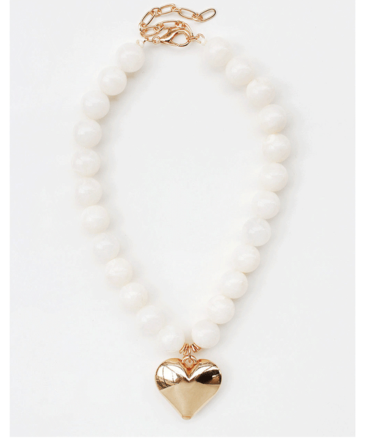 Puffy Heart Marble Bead Necklace