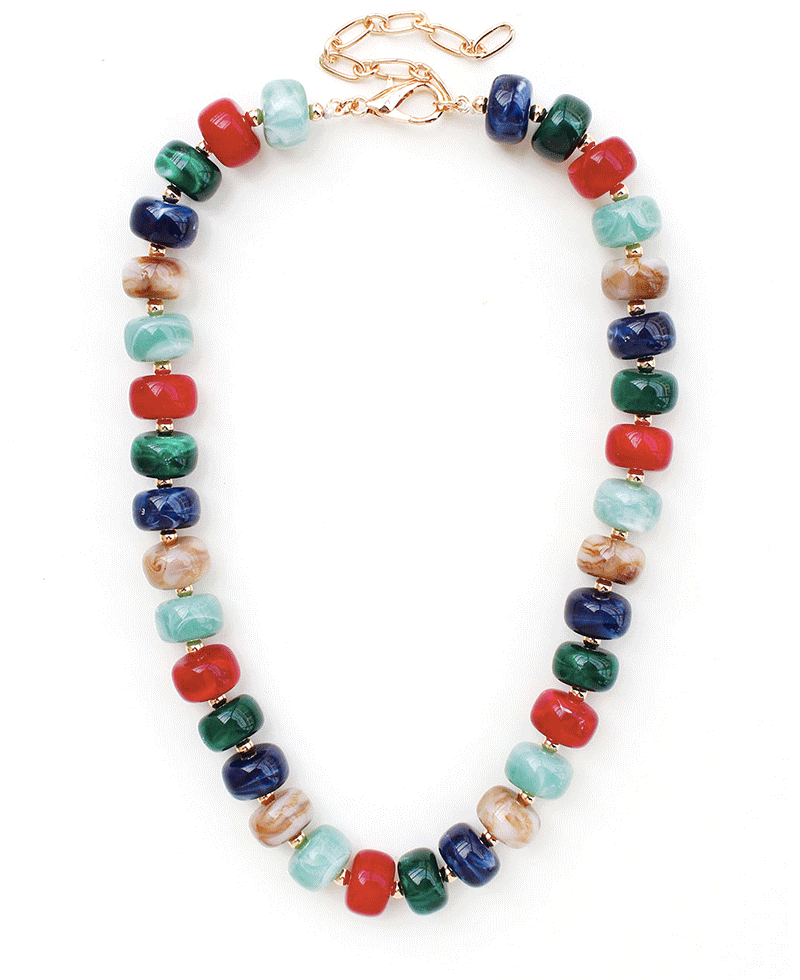 Colorful Chunky Beaded Statement Necklace