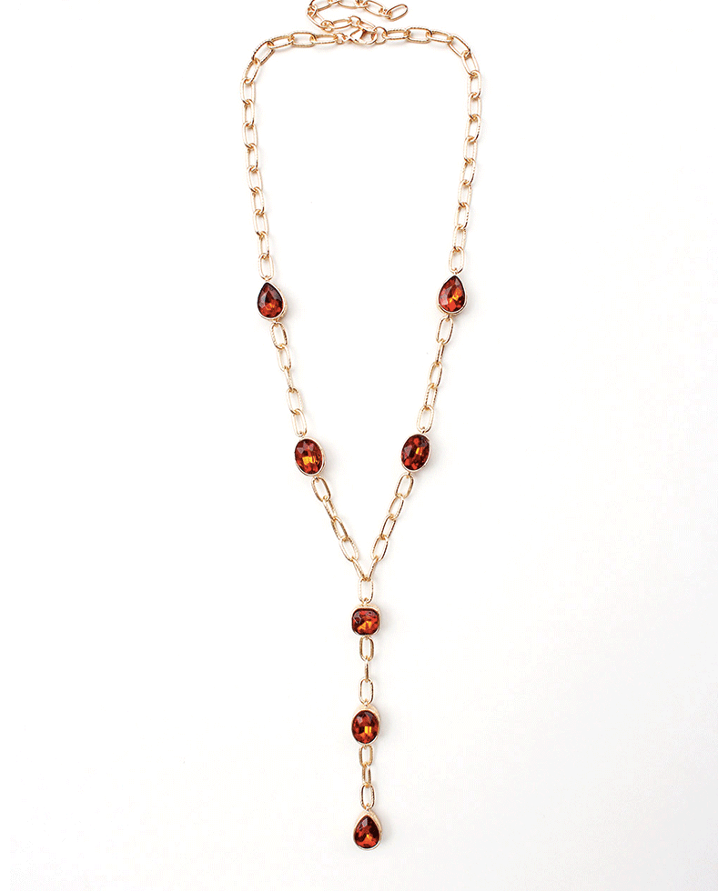 Stone Station Y Drop Chain Necklace