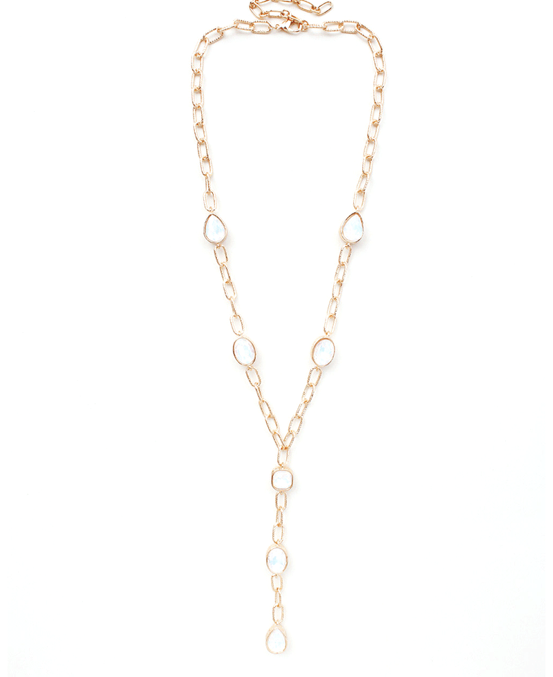 Stone Station Y Drop Chain Necklace