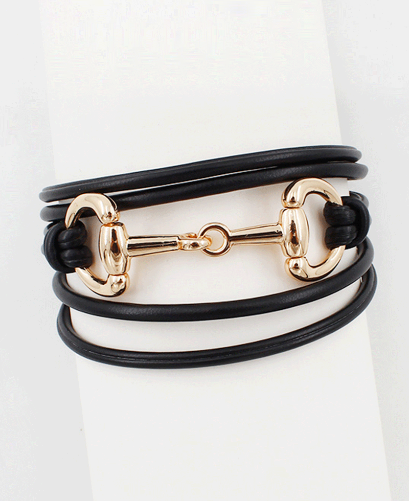 Horsebit Leather Wrap Bracelet