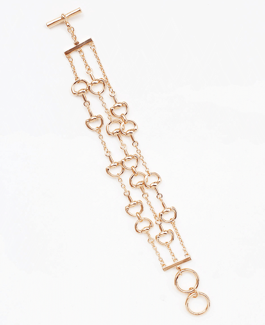 Multi Strand Horsebit Chain Bracelet