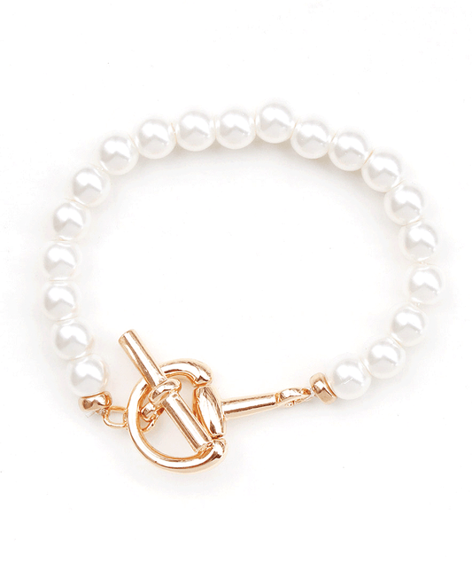 Glass Pearl Toggle Bracelet