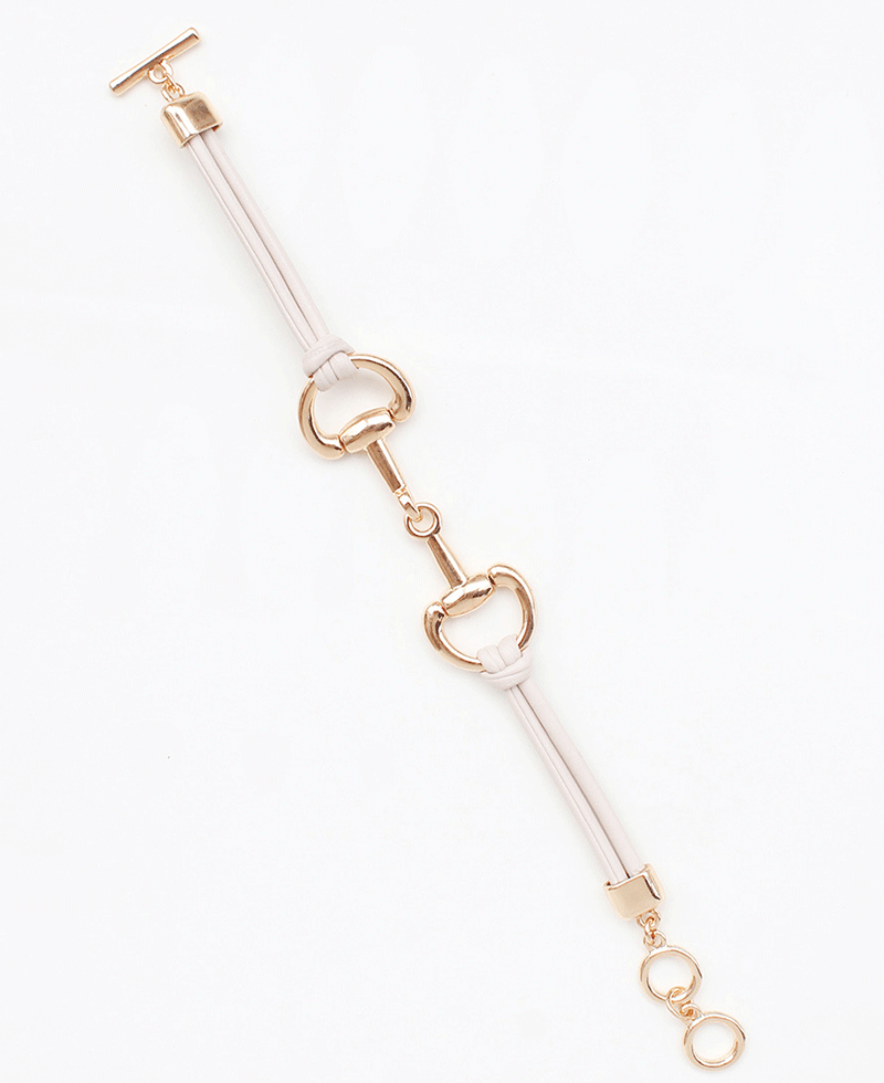 Horsebit Double Strand Leather Cord Bracelet