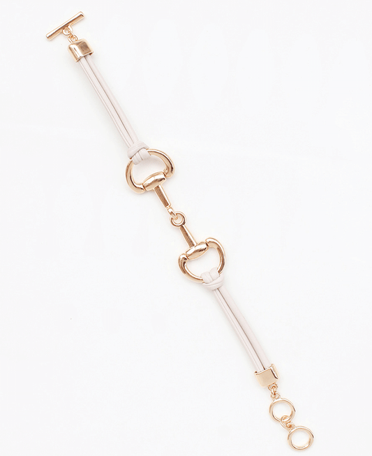 Horsebit Double Strand Leather Cord Bracelet
