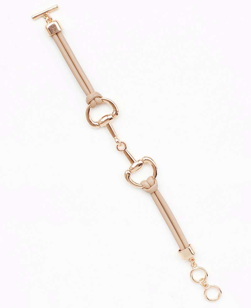 Horsebit Double Strand Leather Cord Bracelet