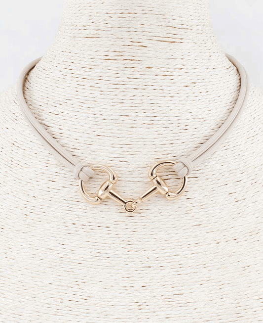 Horsebit Leather Cord Choker Necklace