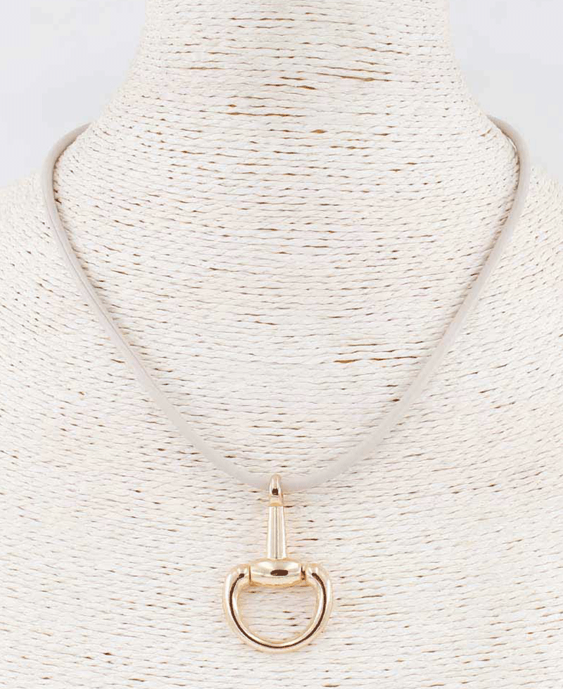 Horsebit Pendant Leather Cord Necklace