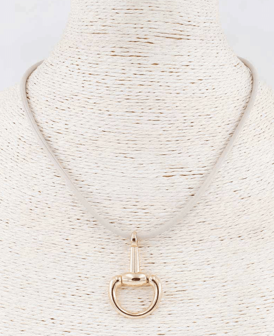 Horsebit Pendant Leather Cord Necklace