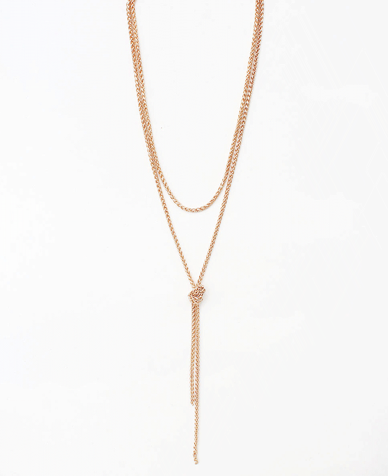 Layered Y Shaped Tassel Chain Necklace
