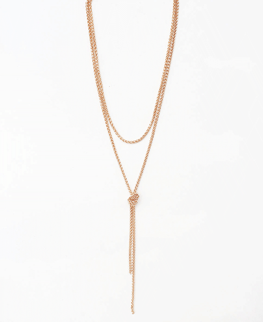 Layered Y Shaped Tassel Chain Necklace
