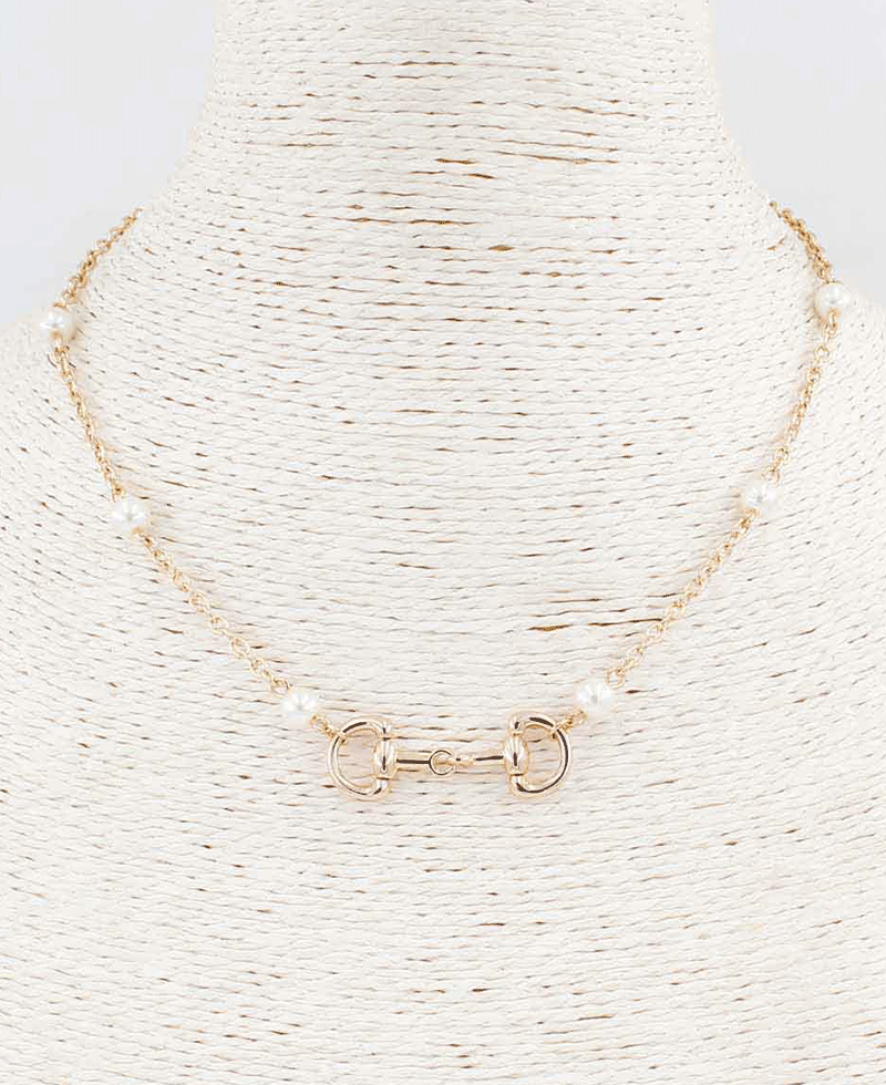 Pearl Station Horsebit Necklace