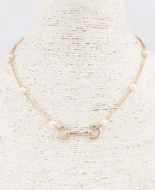 Pearl Station Horsebit Necklace