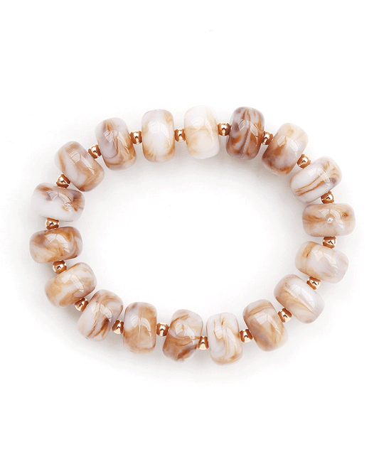 Marbled Resin Beaded Stretch Bracelet
