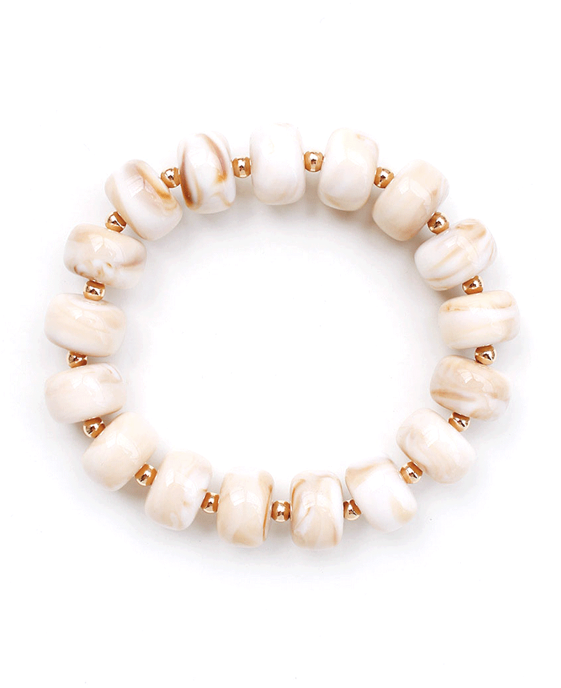 Marbled Resin Beaded Stretch Bracelet