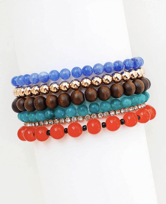 Multi Row Mixed Bead Stretch Bracelet