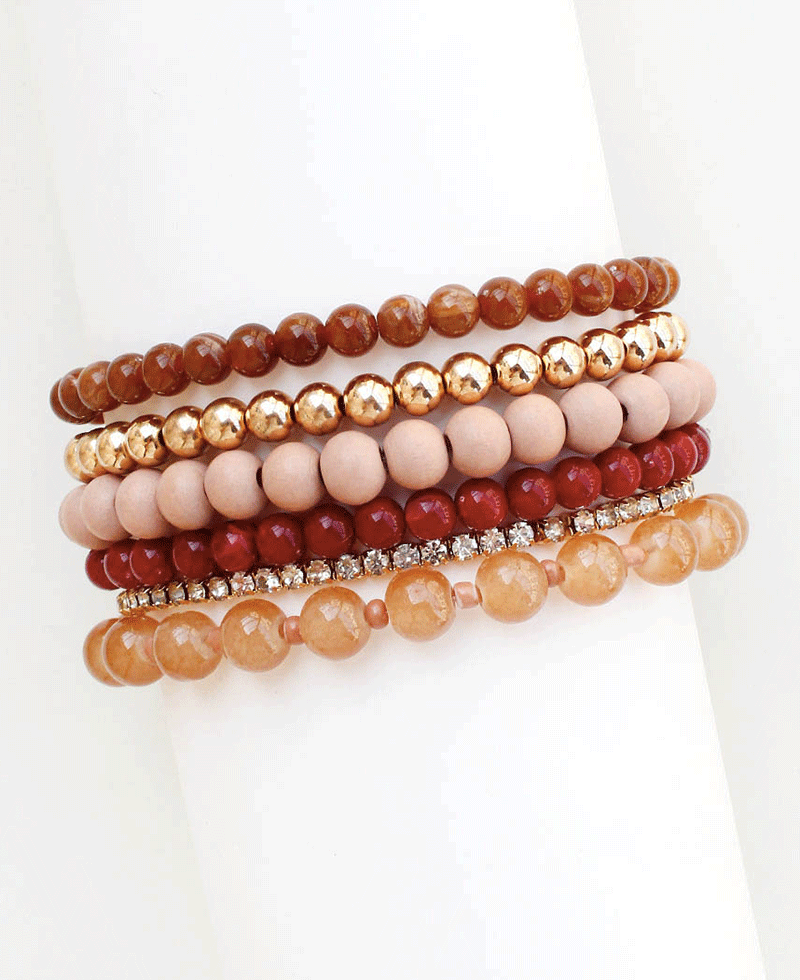 Multi Row Mixed Bead Stretch Bracelet