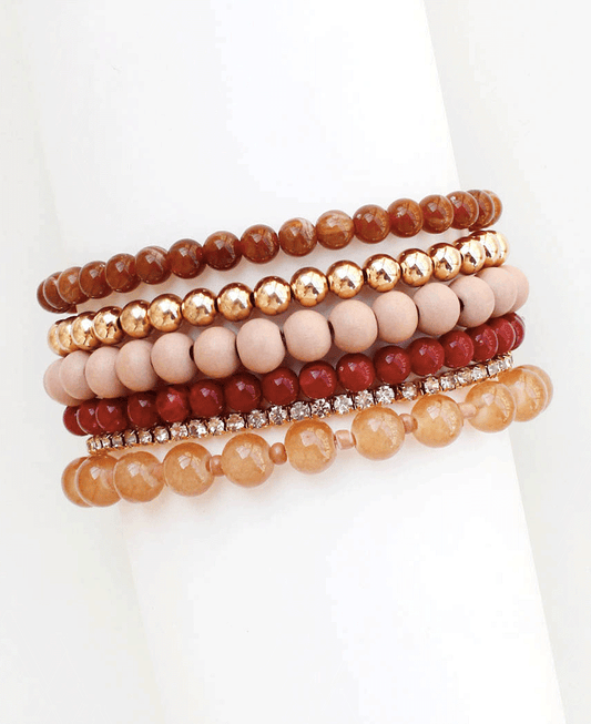 Multi Row Mixed Bead Stretch Bracelet