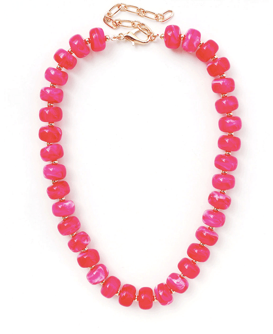 Chunky Marbled Resin Beaded Necklace