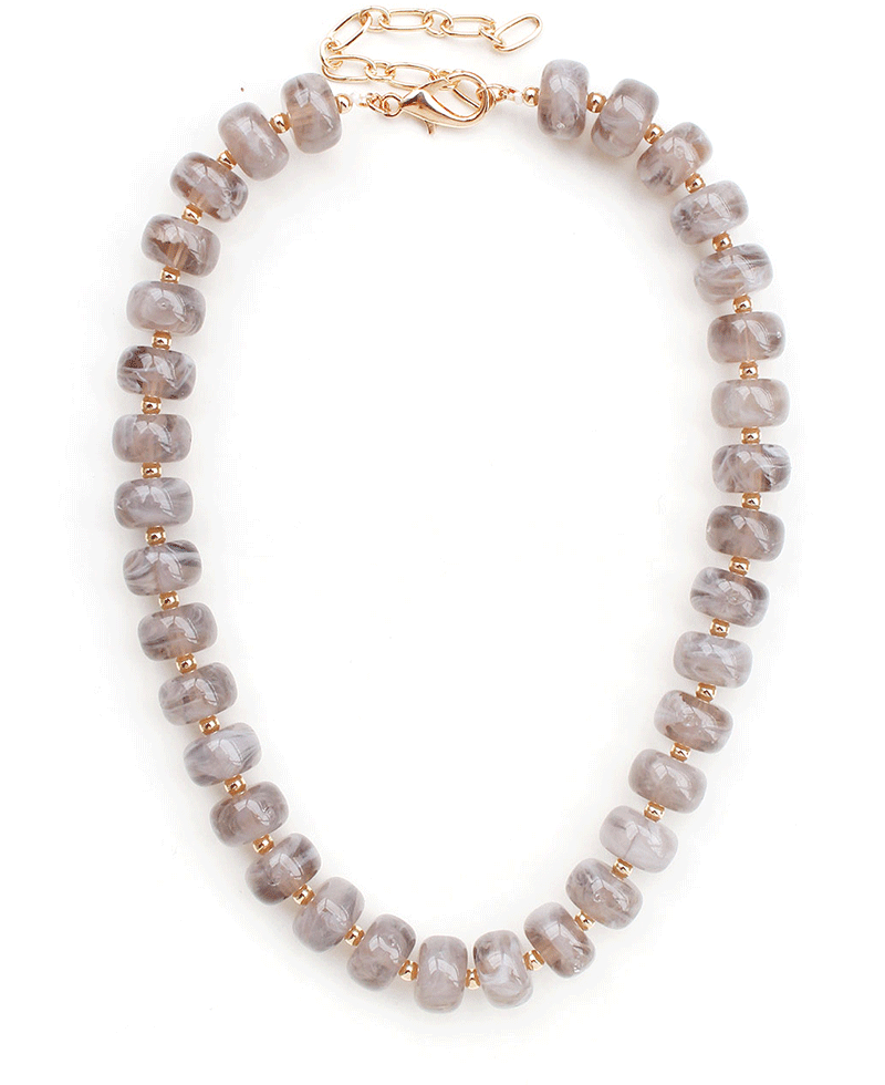 Chunky Marbled Resin Beaded Necklace