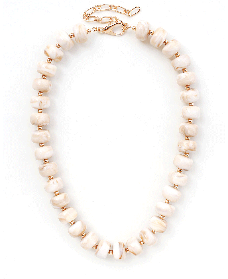 Chunky Marbled Resin Beaded Necklace