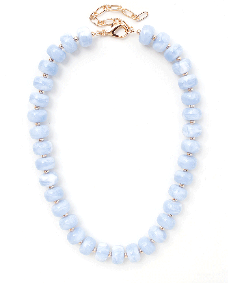 Chunky Marbled Resin Beaded Necklace