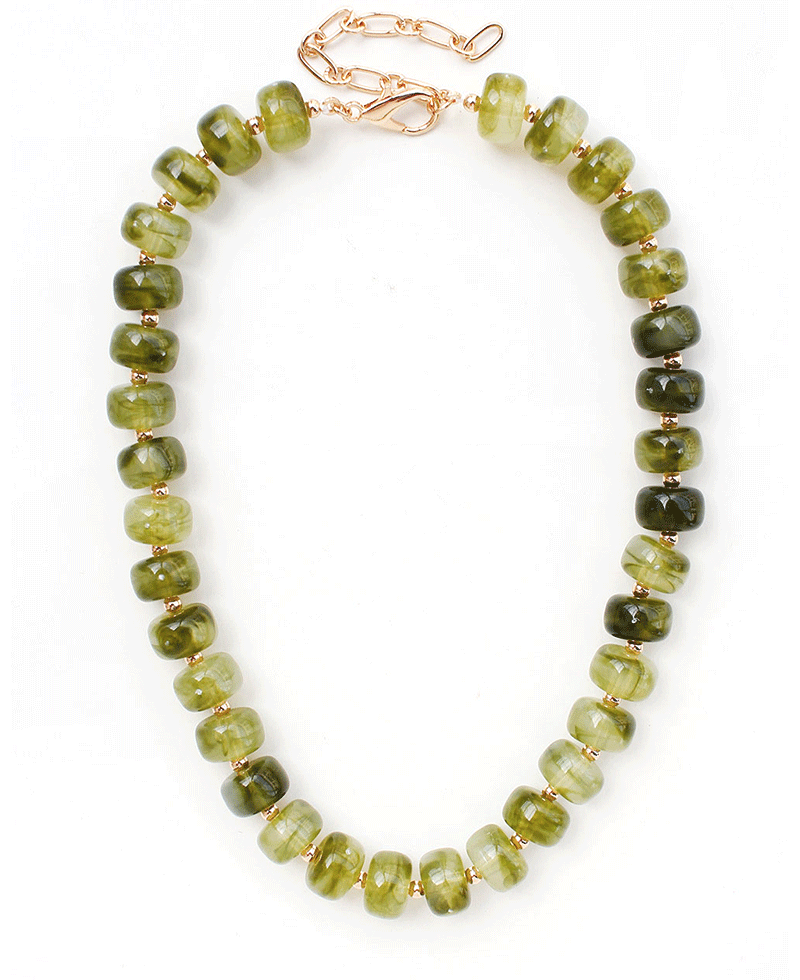Chunky Marbled Resin Beaded Necklace
