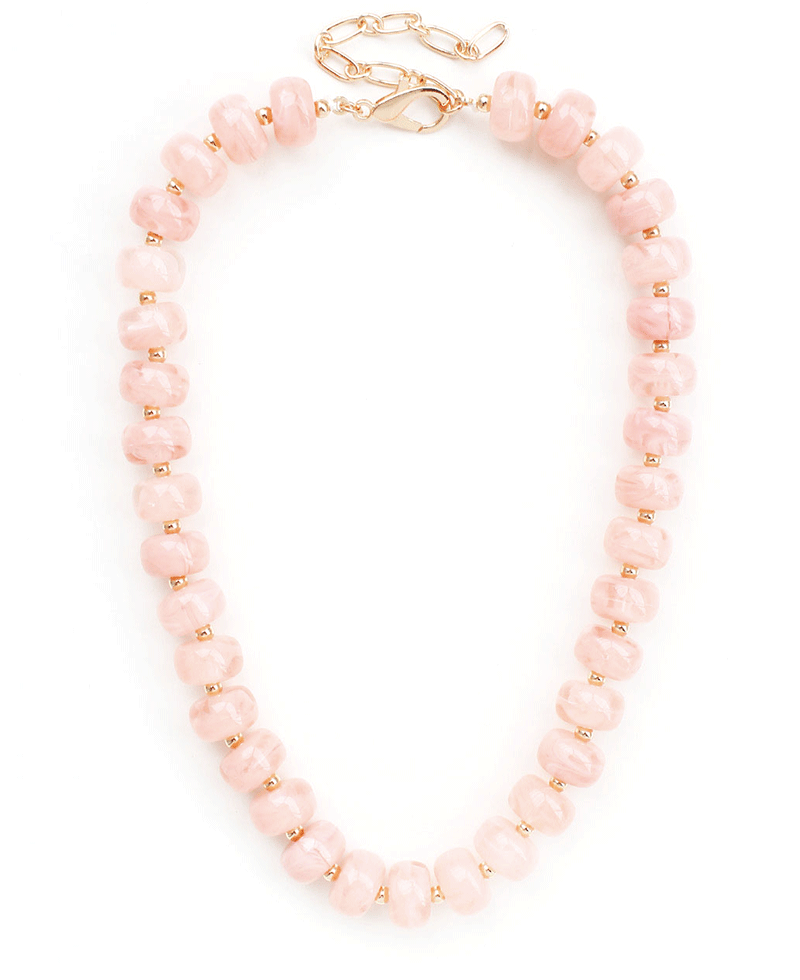 Chunky Marbled Resin Beaded Necklace