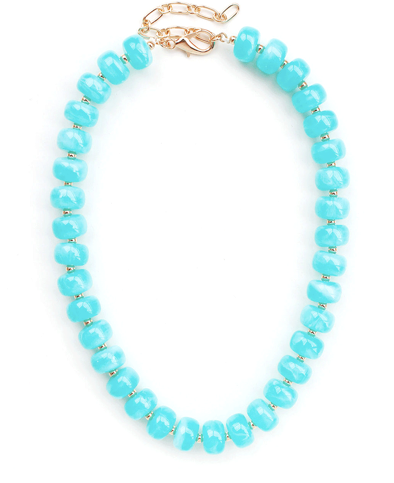 Chunky Marbled Resin Beaded Necklace