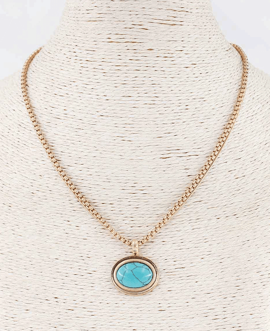 Oval Stone Pendant Necklace