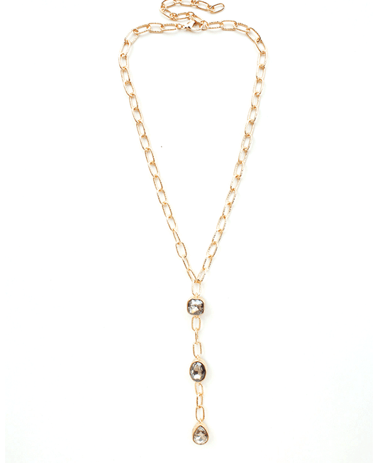 Mixed Shape Crystal Y Chain Necklace