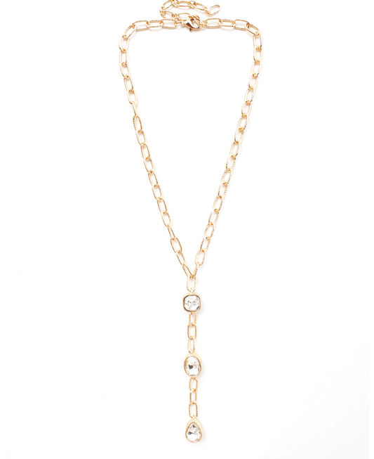 Mixed Shape Crystal Y Chain Necklace