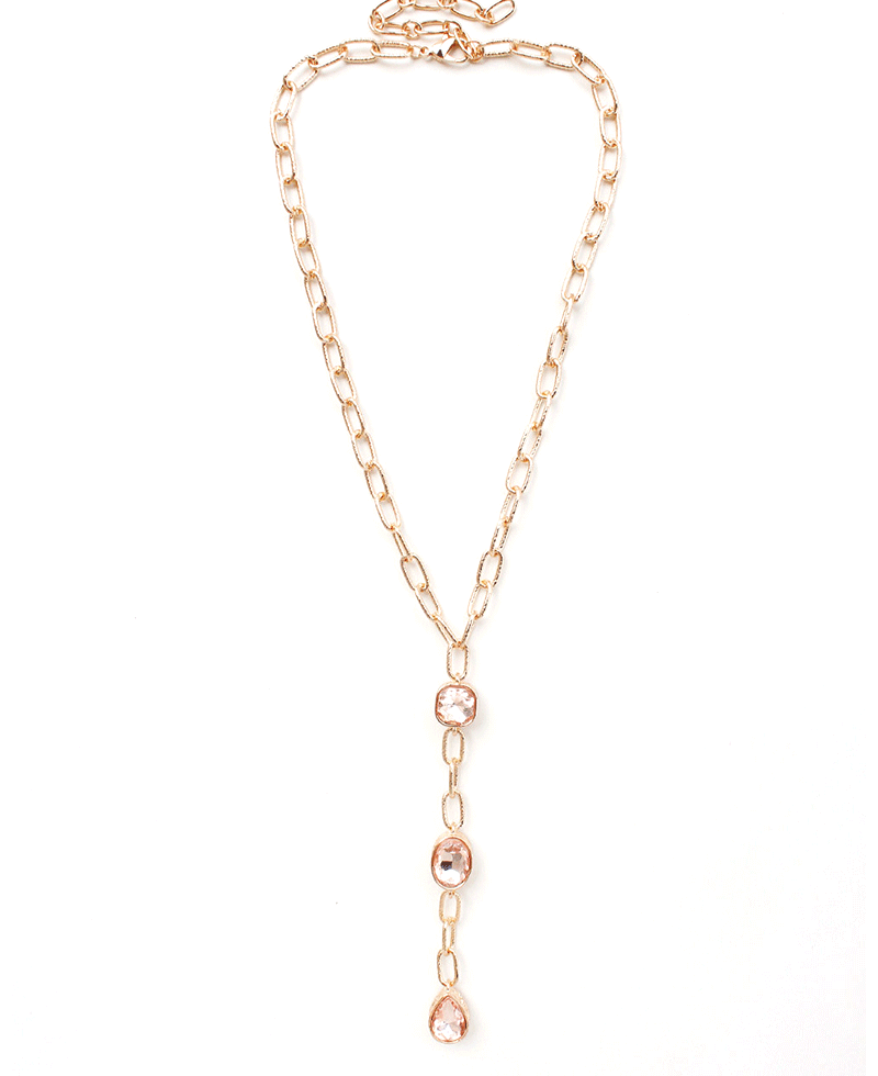 Mixed Shape Crystal Y Chain Necklace