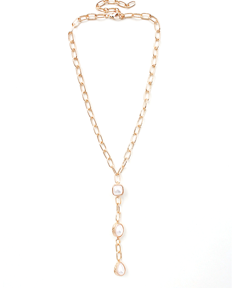 Mixed Shape Crystal Y Chain Necklace
