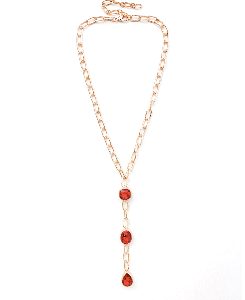 Mixed Shape Crystal Y Chain Necklace