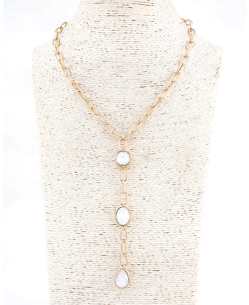 Mixed Shape Crystal Y Chain Necklace