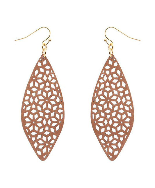 Leather Filigree Laser Cut Earring
