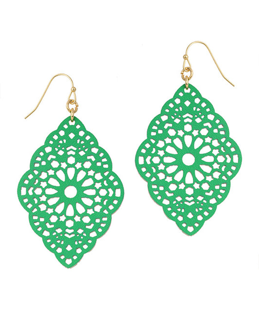 Leather Filigree Laser Cut Earring