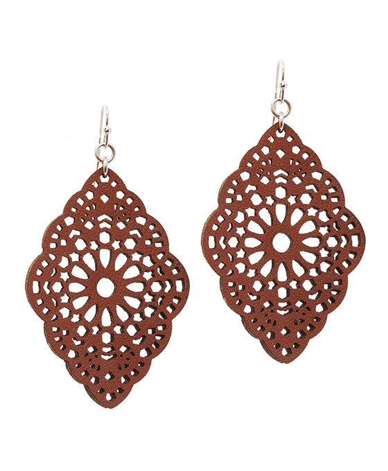 Leather Filigree Laser Cut Earring