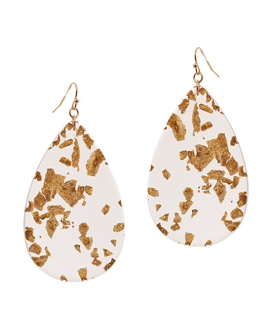 Clear Acetate w/ Flake Teardrop Earring
