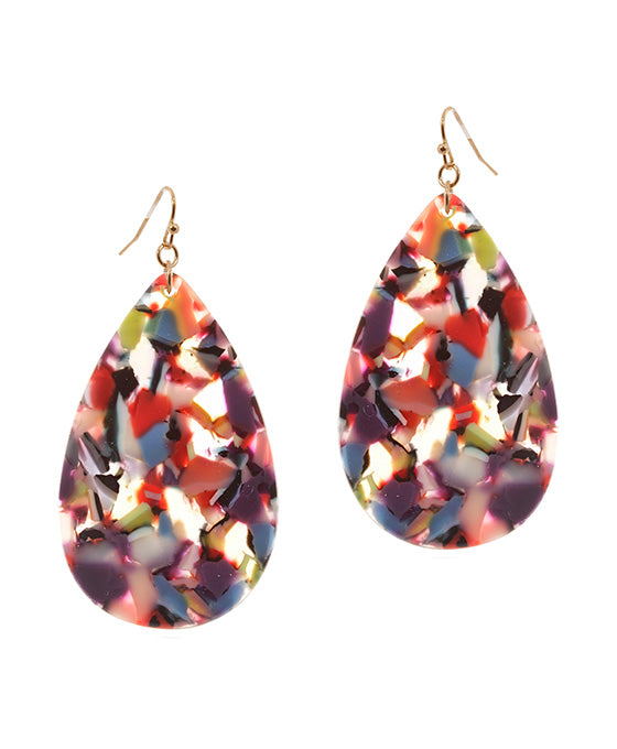 Clear Acetate w/ Flake Teardrop Earring