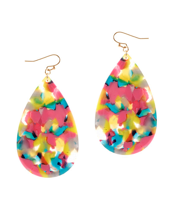 Clear Acetate w/ Flake Teardrop Earring