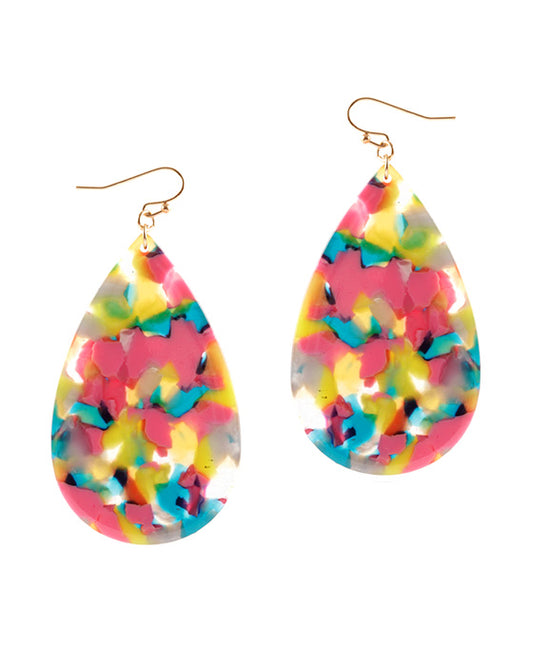 Clear Acetate w/ Flake Teardrop Earring