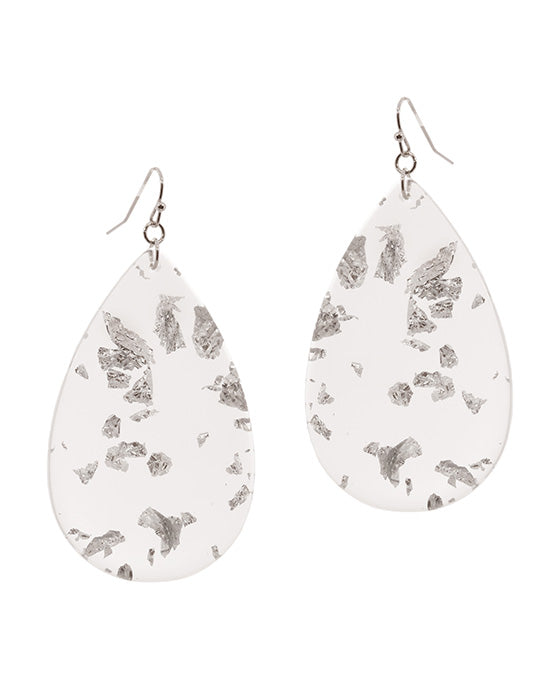 Clear Acetate w/ Flake Teardrop Earring