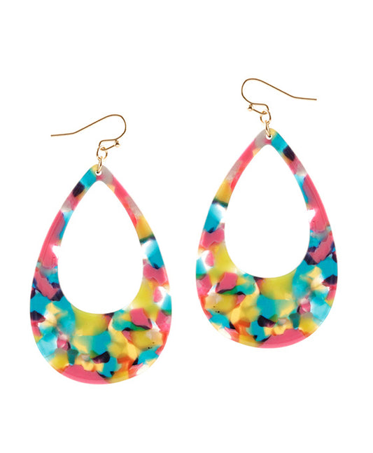 Metal Celluloid w/ Flake Open Cut Earring