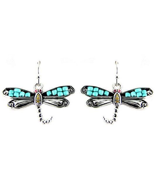 Mosaic Art Seed Beaded Dragonfly Earring